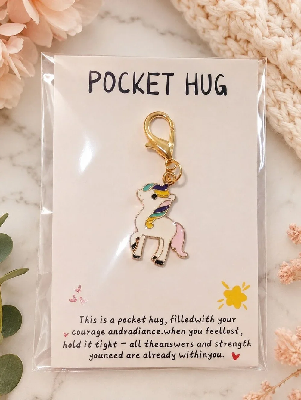 Sweet Pastel Unicorn Pocket Hug Charm 🦄⭐